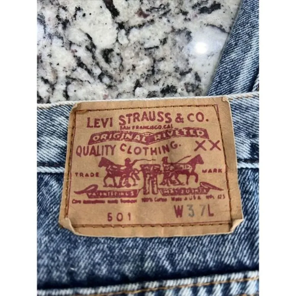 vintage levis 501 orange tab jeans USA Many Alterations. Tapered - Acid Wash Zip